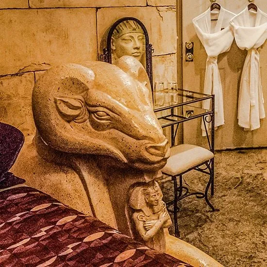 The Mysteries of Egypt suite at the Anniversary Inn in South Temple, Salt Lake City, Utah