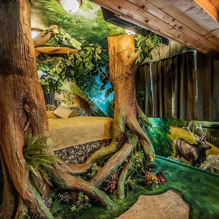 The Enchanted Forest suite at the Anniversary Inn in South Temple, Salt Lake City, Utah